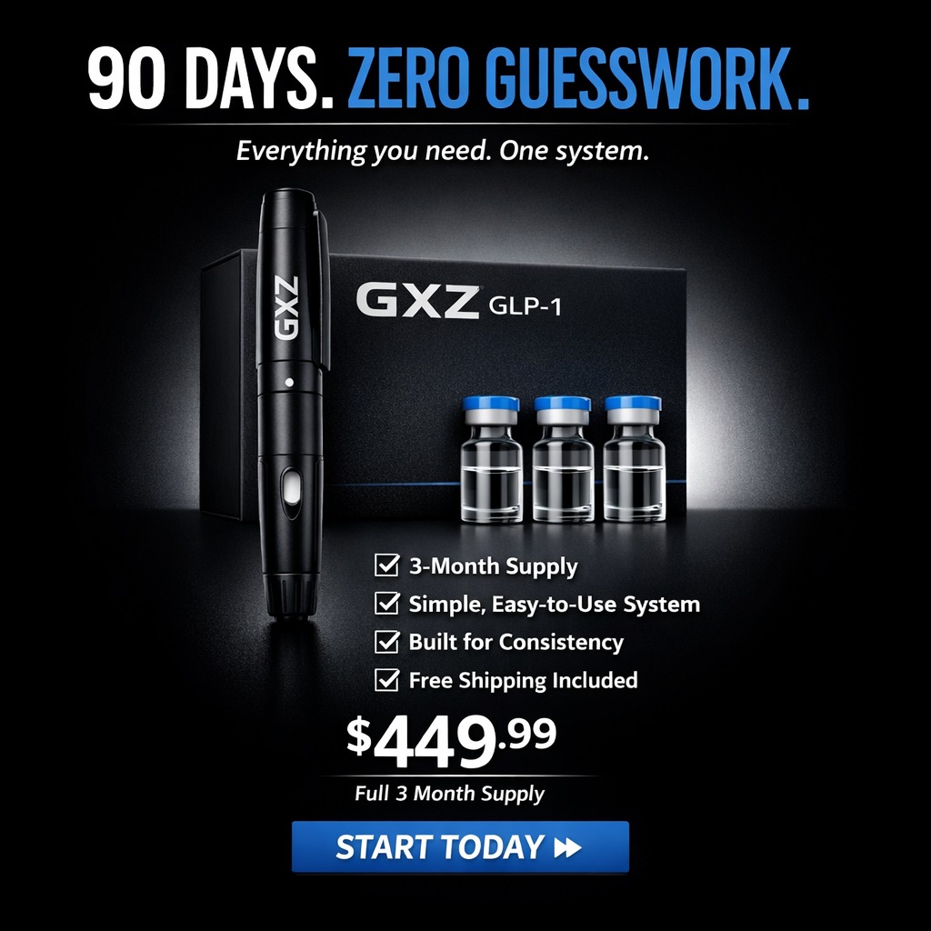 GXZ GLP-1 System with injector pen, kit box, and vials